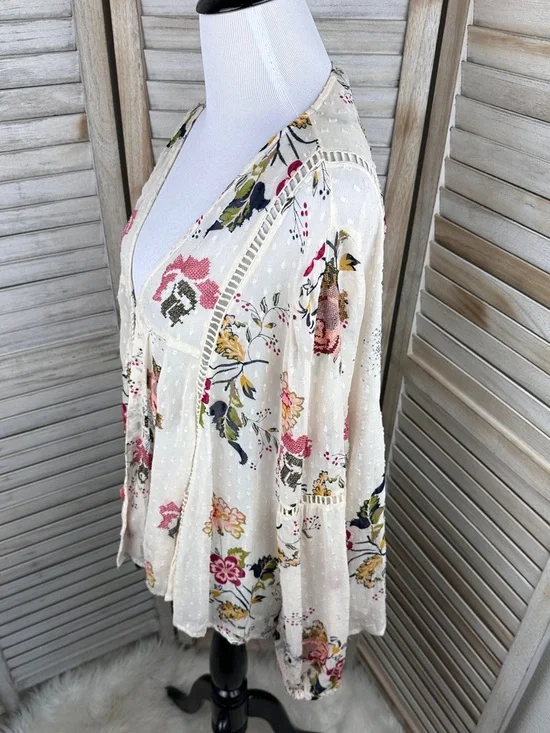 Zara Woman Cream Floral Embroidered Boho Style Spring Tasseled Cardigan XS - Picture 6 of 9